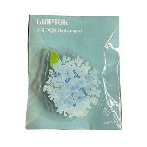 Korean Grip Tok Clear Blue Hydrangea Phone Grip for Cell Phone, NEW